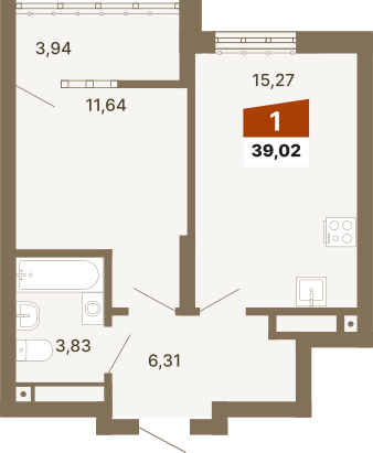 Планировка 1-комн.